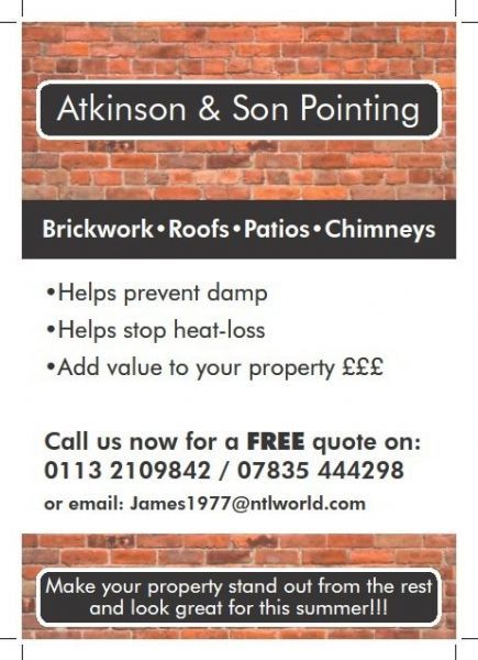 Atkinson & Son Pointing, Leeds  13 reviews  Builder 